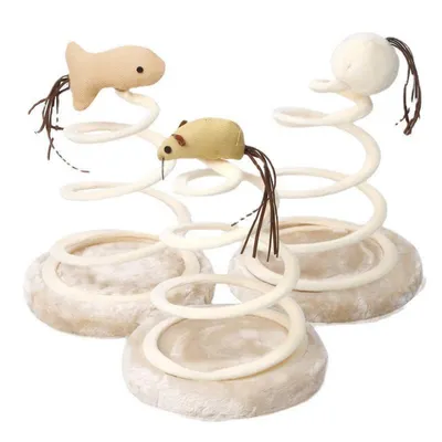 FurryFusion Ratón de peluche con resorte para gatos