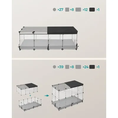 SONGMICS Enclos pour Animaux avec Plancher et Tapis Imperméable et Amovible