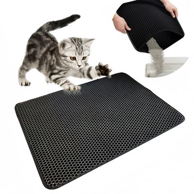 FurryFusion Tapis à litière pour chats en EVA double-couche Noir