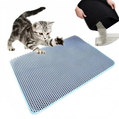 FurryFusion Tapis à litière pour chats en EVA double-couche Bleu