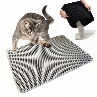 FurryFusion Tapis à litière pour chats en EVA double-couche Gris