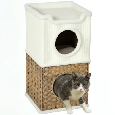 PawHut - Tour chat 3 niveaux, 2 niches H.75,5 cm - Crème PawHut - Tour chat 3 niveaux, 2 niches H.75,5 cm - Crème