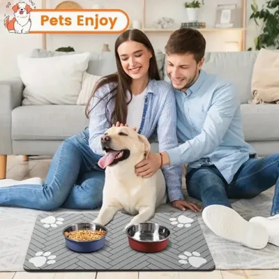 FurryFusion Tapis d'alimentation pour chien et chat rapide à sécher