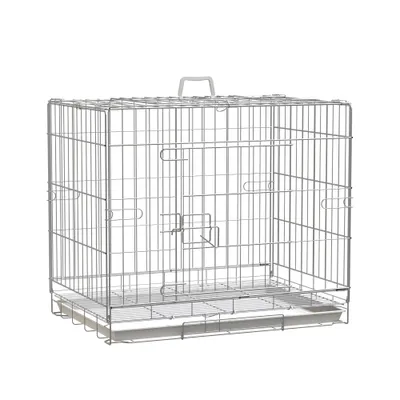 PawHut - cage d'intérieur pliable double porte pour chien - blanc