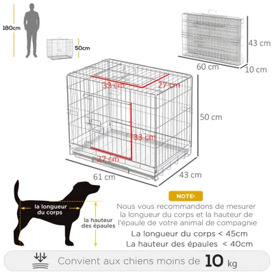 PawHut - cage d'intérieur pliable double porte pour chien - blanc