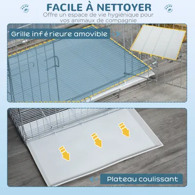 PawHut - cage d'intérieur pliable double porte pour chien - blanc