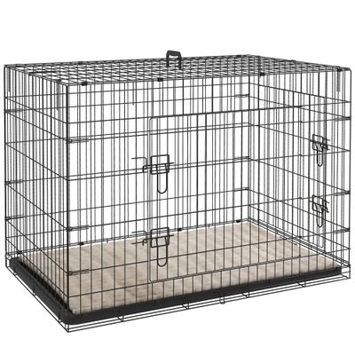 PawHut - cage d'intérieur pliante 2 portes coussin pour chien - noir