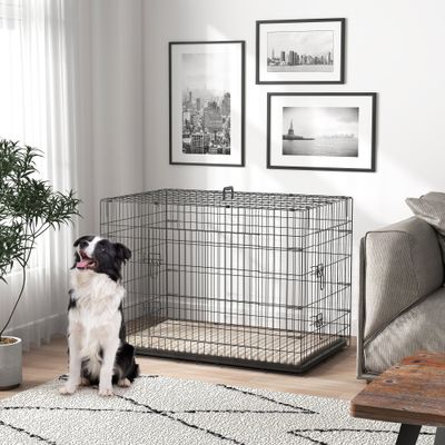 PawHut - cage d'intérieur pliante 2 portes coussin pour chien - noir