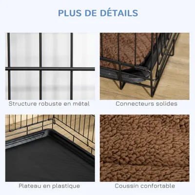 PawHut - cage d'intérieur pliante 2 portes coussin pour chien - noir PawHut - cage d'intérieur pliante 2 portes coussin pour chien - noir