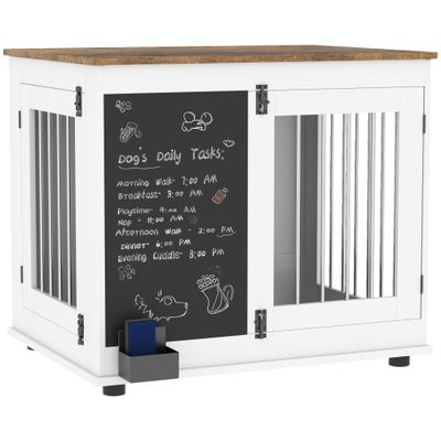 PawHut - cage d'intérieur 2 portes pour chien en bois - blanc naturel