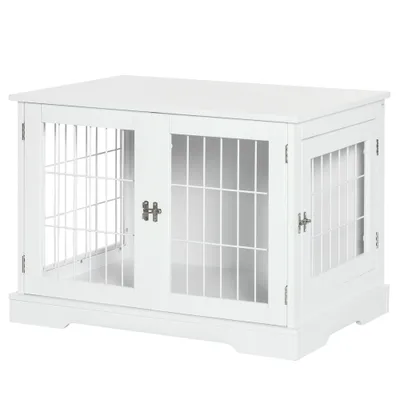 PawHut - cage d'intérieur 3 portes pour chien en bois - blanc