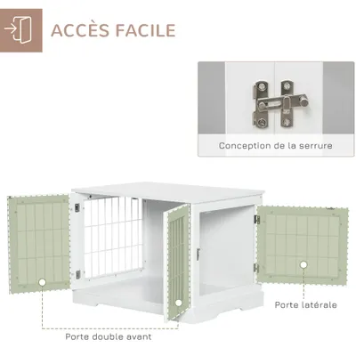 PawHut - cage d'intérieur 3 portes pour chien en bois - blanc