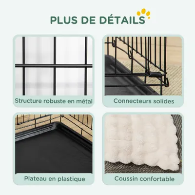 PawHut - cage d'intérieur pliante 2 portes coussin pour chien - noir PawHut - cage d'intérieur pliante 2 portes coussin pour chien - noir