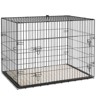 PawHut - cage d'intérieur pliante 2 portes coussin pour chien - noir
