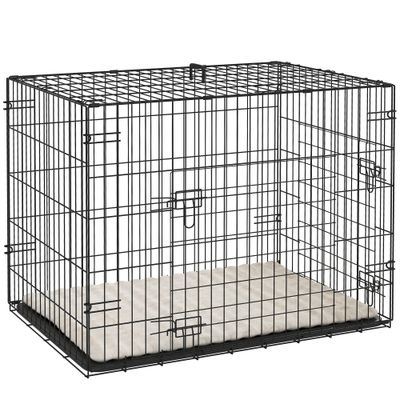 PawHut - cage d'intérieur pliante 2 portes coussin pour chien - noir