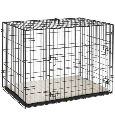 PawHut - cage d'intérieur pliante 2 portes coussin pour chien - noir
