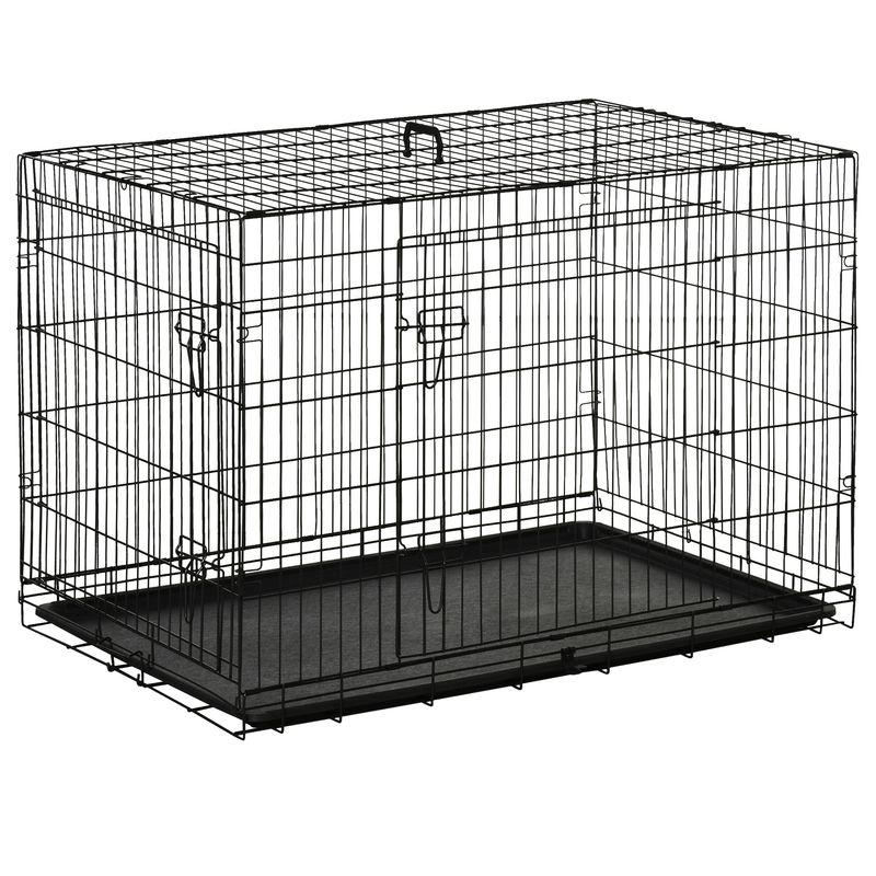 PawHut - cage d'intérieur pliable double porte pour chien - noir