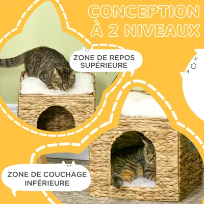 PawHut - panier chat cosy H.41 cm - Marron