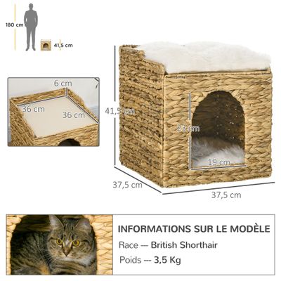 PawHut - Panier chat cosy grand confort coussins inclus jacinthe d'eau