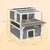 PawHut - Maison Chat 2 Niveaux H.76cm - Gris PawHut - Maison Chat 2 Niveaux H.76cm - Gris