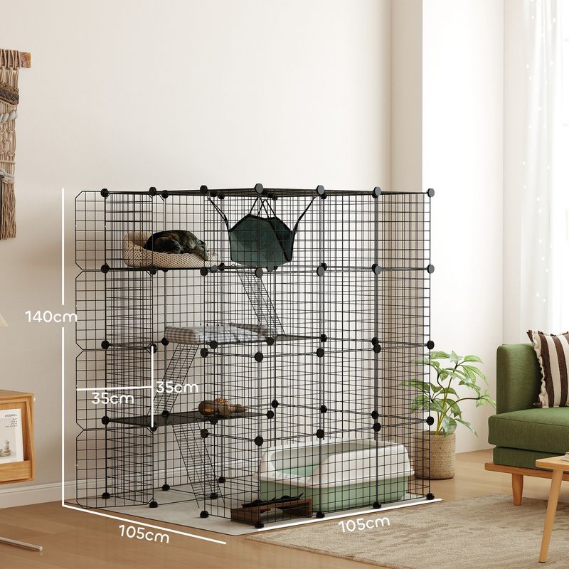 PawHut - cage chat multi-équipement 4niv - noir