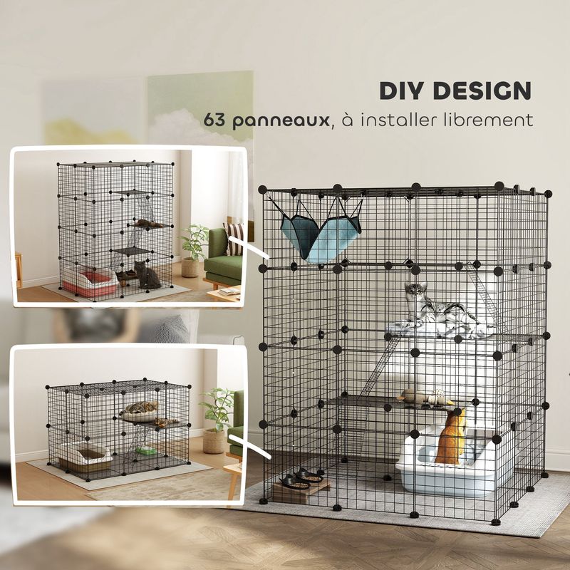 PawHut - cage chat multi-équipement 4niv - noir