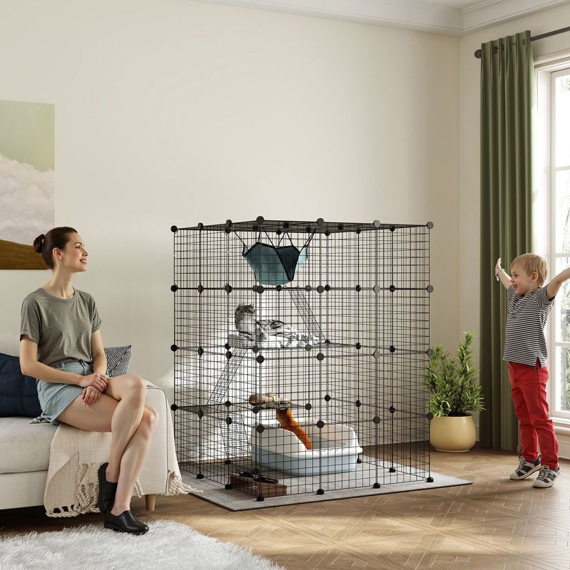 PawHut - cage chat multi-équipement 4niv - noir