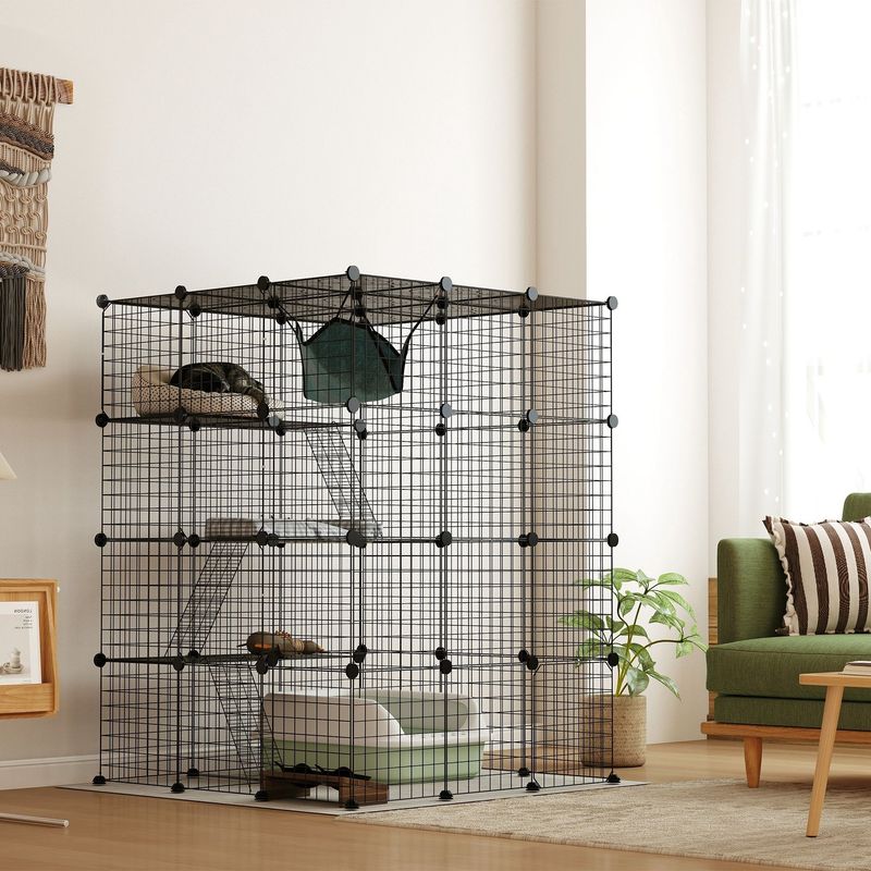 PawHut - cage chat multi-équipement 4niv - noir