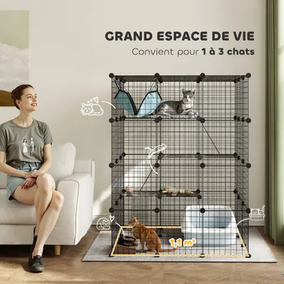 PawHut - cage chat multi-équipement 4niv - noir
