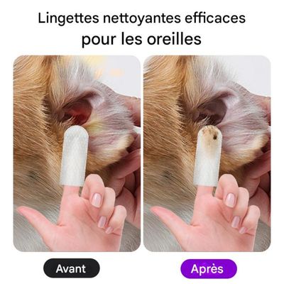 FurryFusion Lingettes pour le soin des oreilles des animaux,50 unités