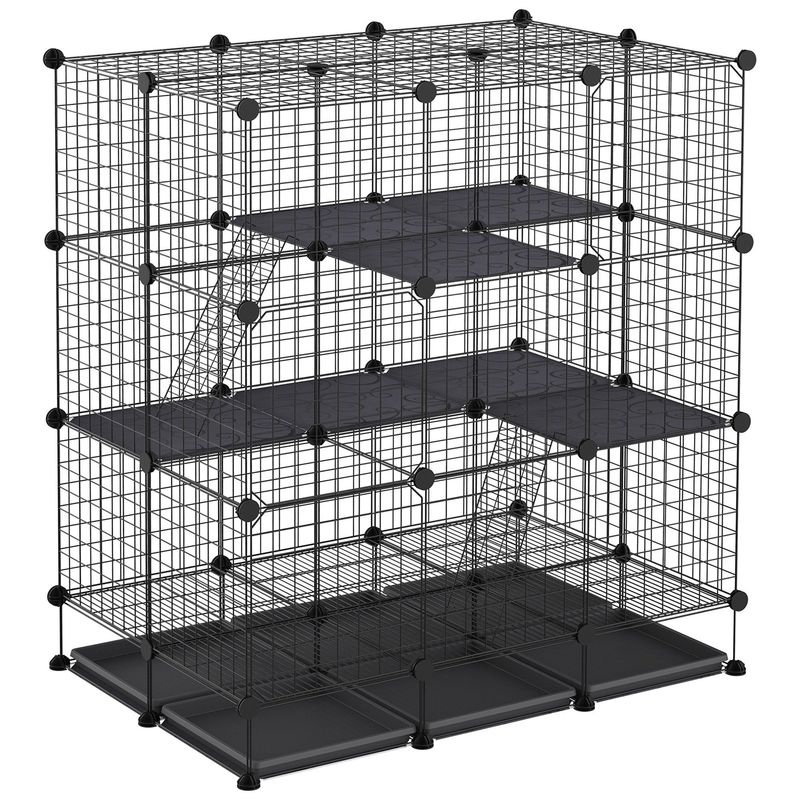 PawHut - cage rongeurs modulable 3 niveaux H.119 cm - noir