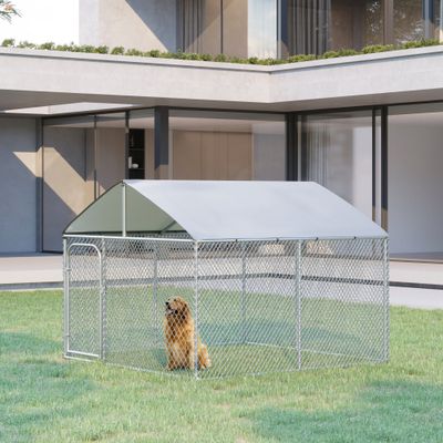 PawHut ? Chenil extérieur avec toit pour chien 5 m² acier galvanisé