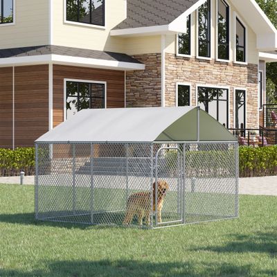 PawHut ? Chenil extérieur avec toit pour chien 5 m² acier galvanisé