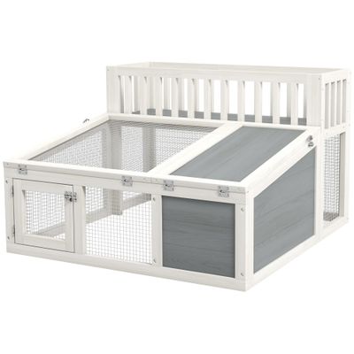PawHut - clapier lapin design multi-portes - gris
