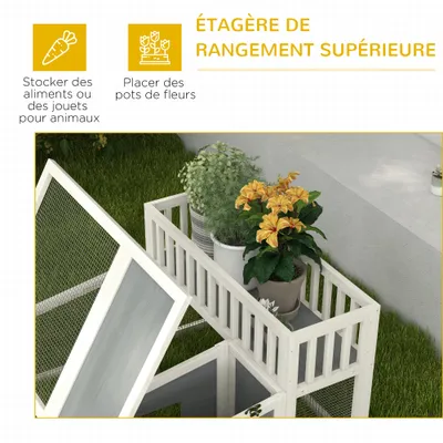 PawHut - clapier lapin design multi-portes - gris