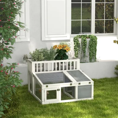 PawHut - clapier lapin design multi-portes - gris