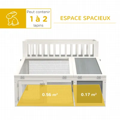 PawHut - clapier lapin design multi-portes - gris