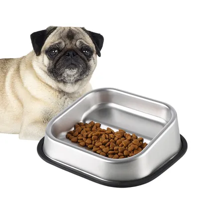 FurryFusion Gamelle carrée biseautée en acier inoxydable pour chien