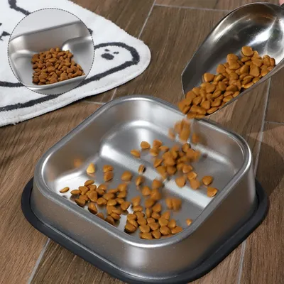 FurryFusion Gamelle carrée biseautée en acier inoxydable pour chien