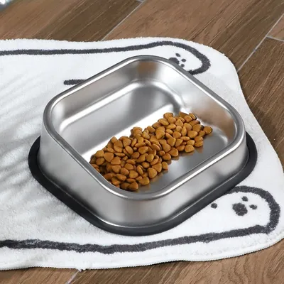 FurryFusion cuenco cuadrado biselado de acero inoxidable para perros