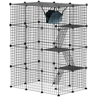 PawHut - cage d'intérieur enclos pour chat - noir