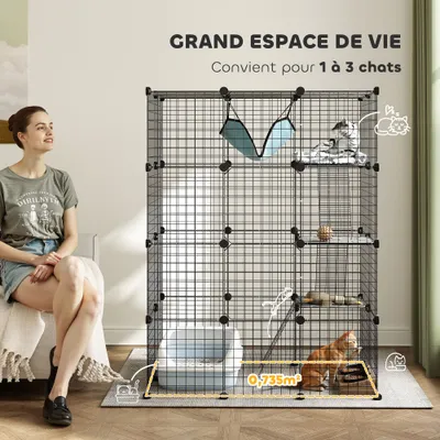 PawHut - cage d'intérieur enclos pour chat - noir PawHut - cage d'intérieur enclos pour chat - noir