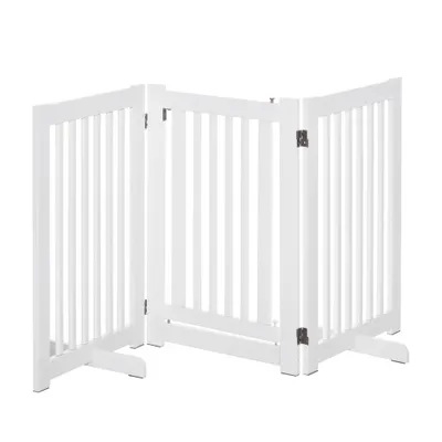 PawHut - barrière sécurité modulable pliable avec porte H.76 cm - blanc PawHut - barrière sécurité modulable pliable avec porte H.76 cm - blanc