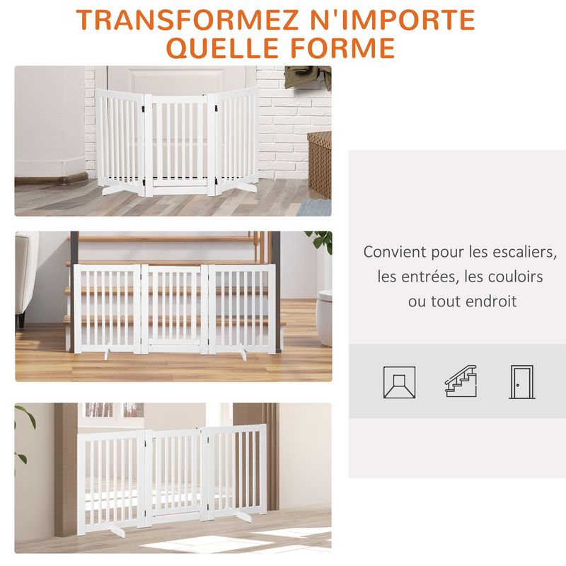PawHut - barrière sécurité modulable pliable avec porte H.76 cm - blanc