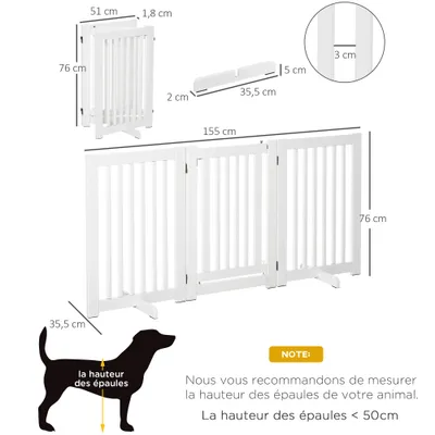 PawHut - Barrière modulable pliable porte verrouillable intégrée blanc