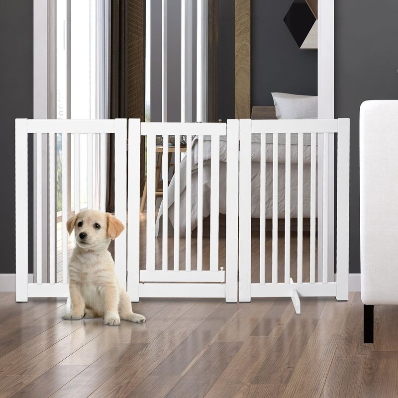 PawHut - barrière sécurité modulable pliable avec porte H.76 cm - blanc