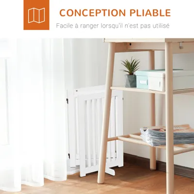 PawHut - barrière sécurité modulable pliable avec porte H.76 cm - blanc