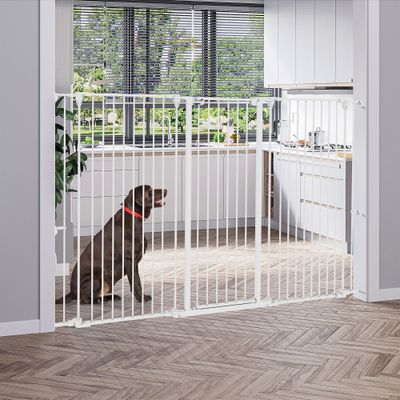 PawHut ? Barrière de sécurité pliable chien 3 panneaux porte blanc