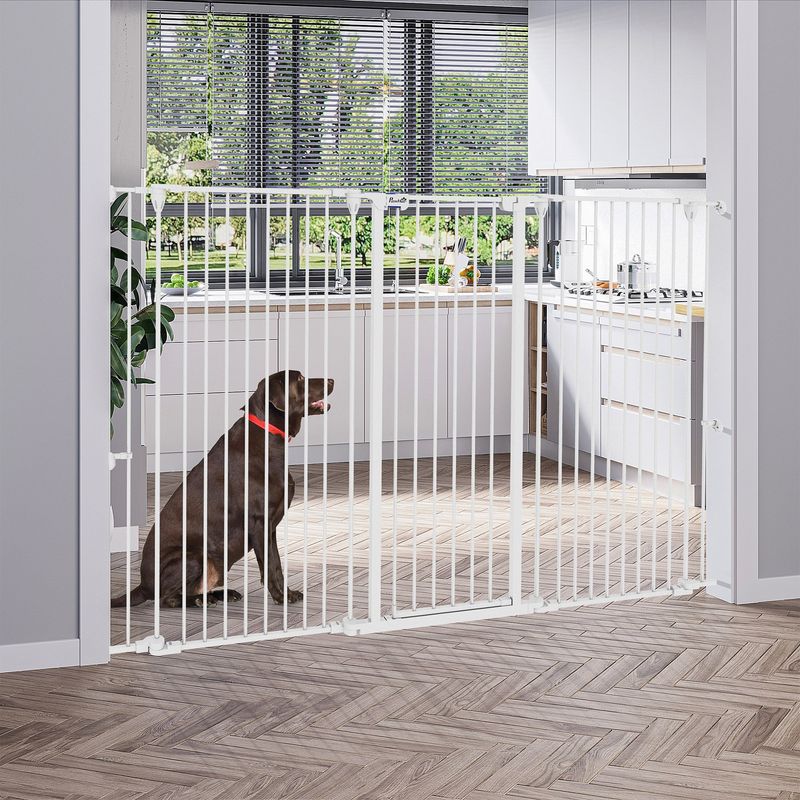 PawHut - Barrière pliable 3 panneaux verrouillable H.120 cm - blanc