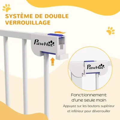 PawHut - Barrière pliable 3 panneaux verrouillable H.120 cm - blanc